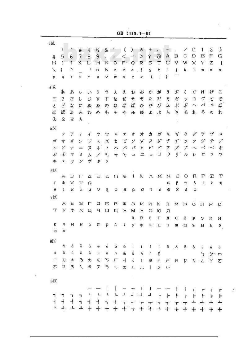 GB/T 5199.1-1985 信息交换用汉字15×16点阵字模集
