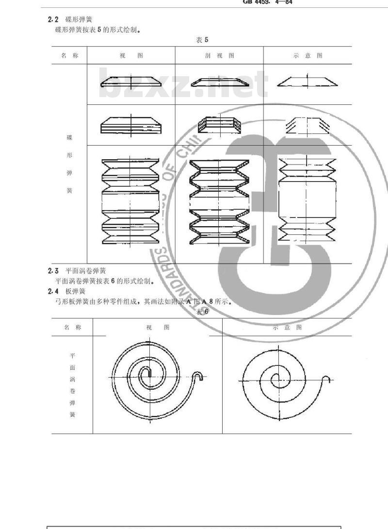 GB/T 4459.4-1984 机械制图 弹簧画法