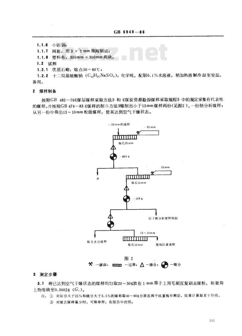 GB 6949-1986 煤炭视比重测定方法
