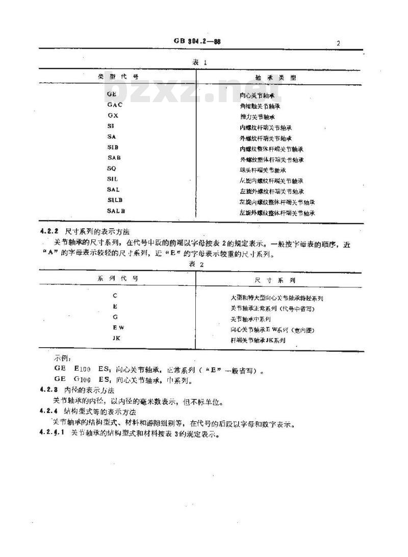GB/T 304.2-1988 关节轴承 代号方法