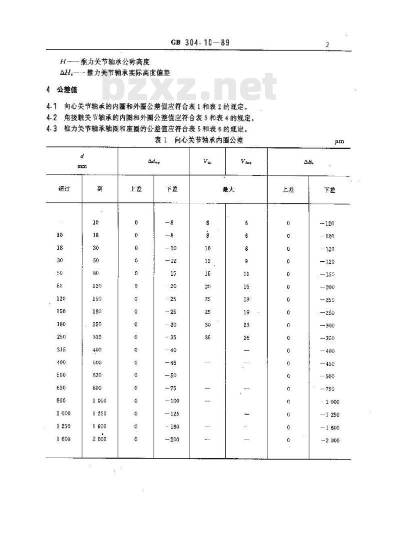 GB/T 304.10-1989 关节轴承公差