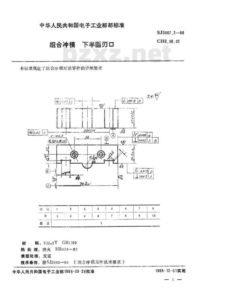 SJ 3007.2-1988 组合冲模 下半圆刃口