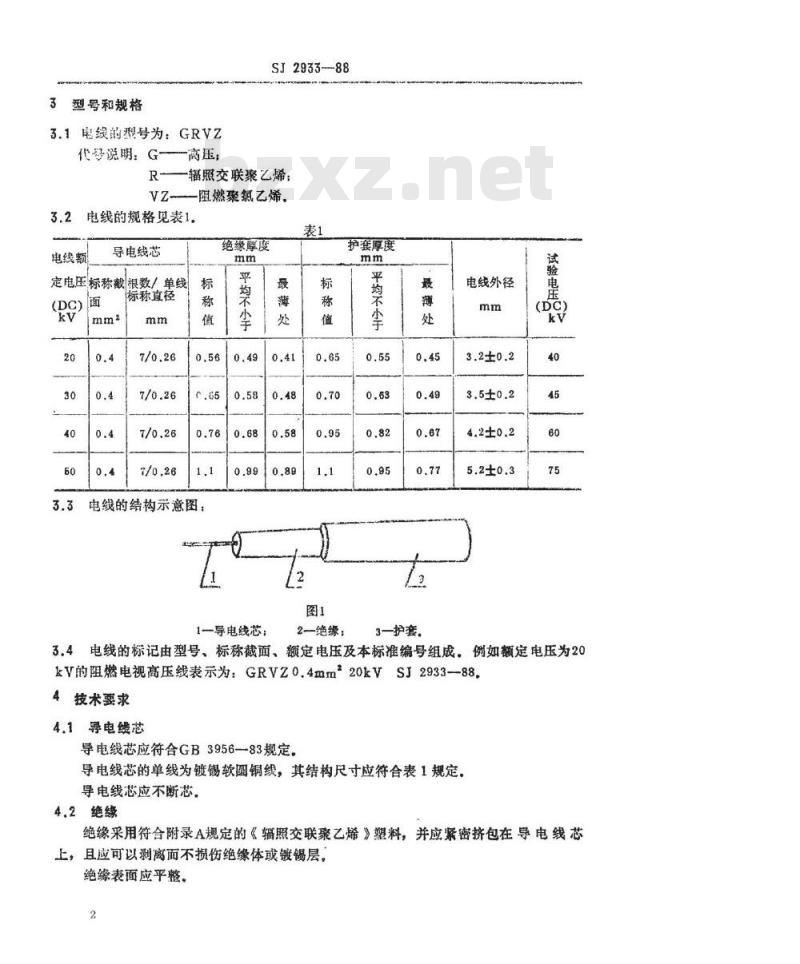 SJ 2933-1988 阻燃电视高压线