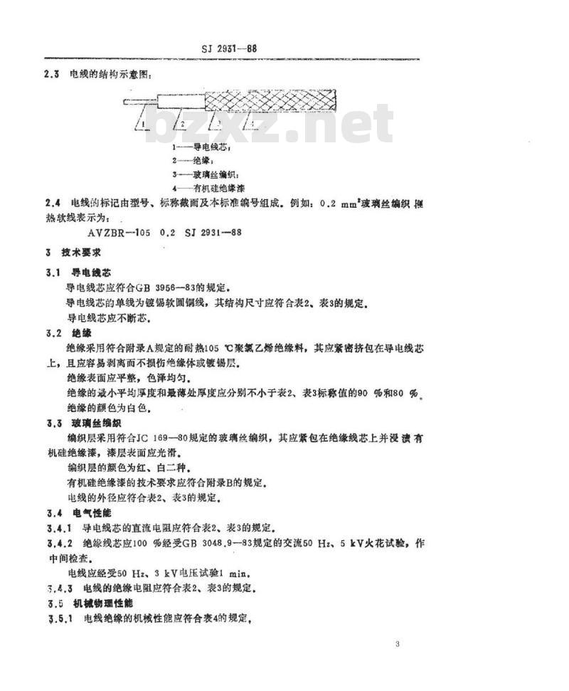 SJ 2931-1988 玻璃丝编织耐热线