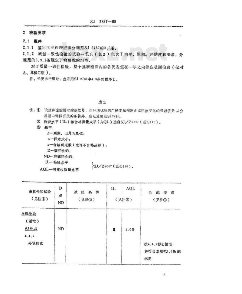 SJ 2897-1988 电子器件详细规范 ＷＩ１９型预调电位器 评定水平Ｅ