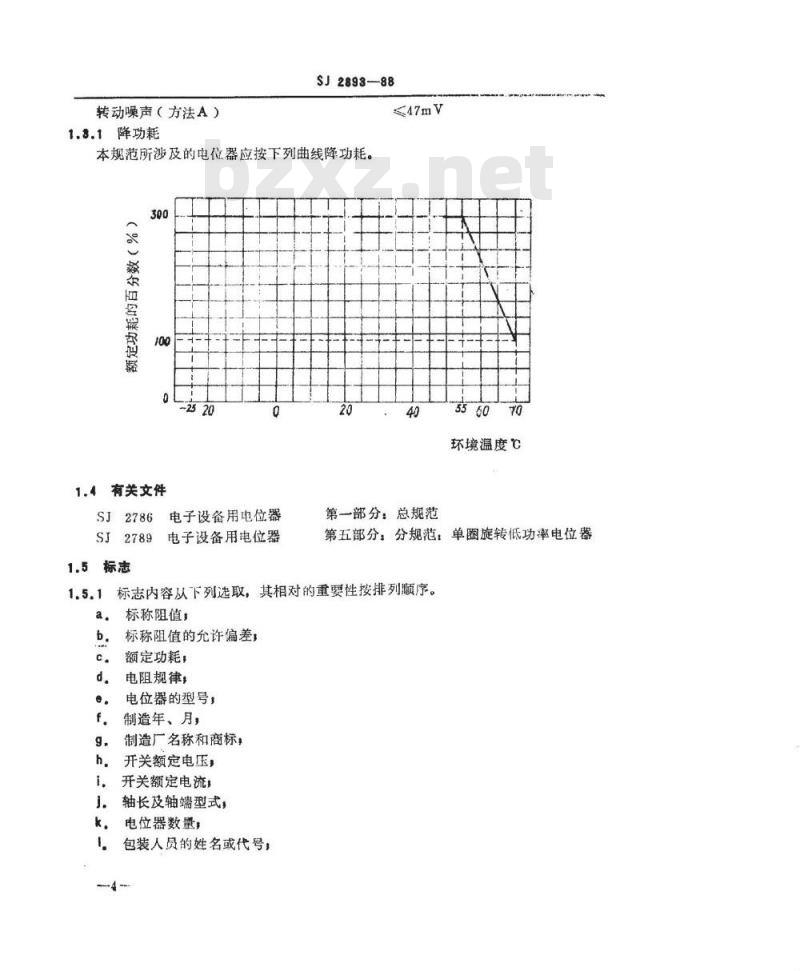 SJ 2893-1988 电子器件详细规范 ＷＨ１９型低功率电位器 评定水平Ｅ