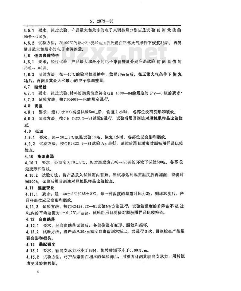 SJ 2879-1988 彩色电视接收机用色纯静会聚磁体组合件总规范