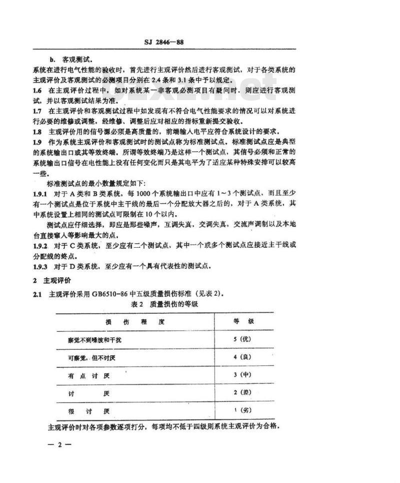 SJ 2846-1988 ３０ＭＨｚ～１ＧＨｚ声音和电视信号的电缆分配系统验收规则