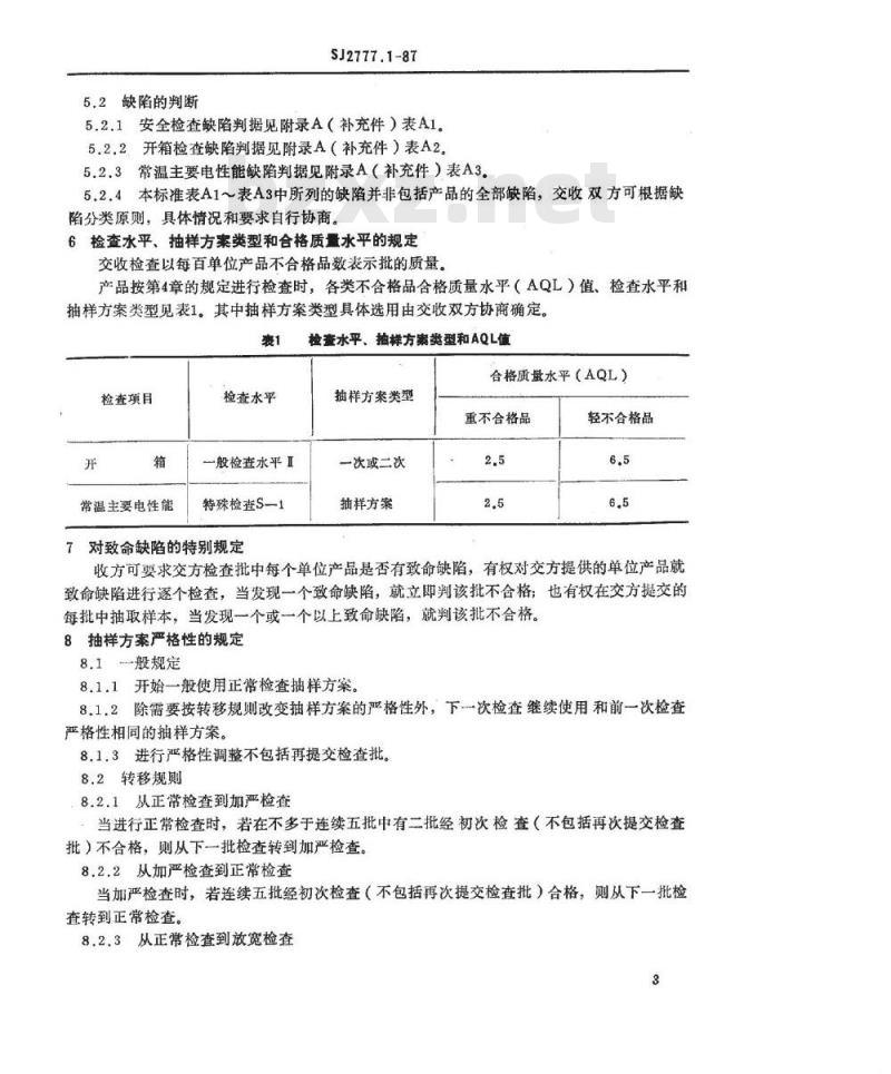 SJ 2777.1-1987 黑白电视广播接收机检验规则(交收检查)