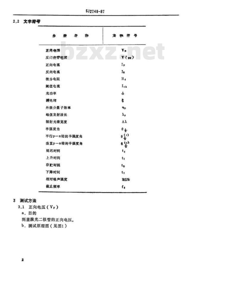 SJ 2749-1987 半导体激光二极管测试方法