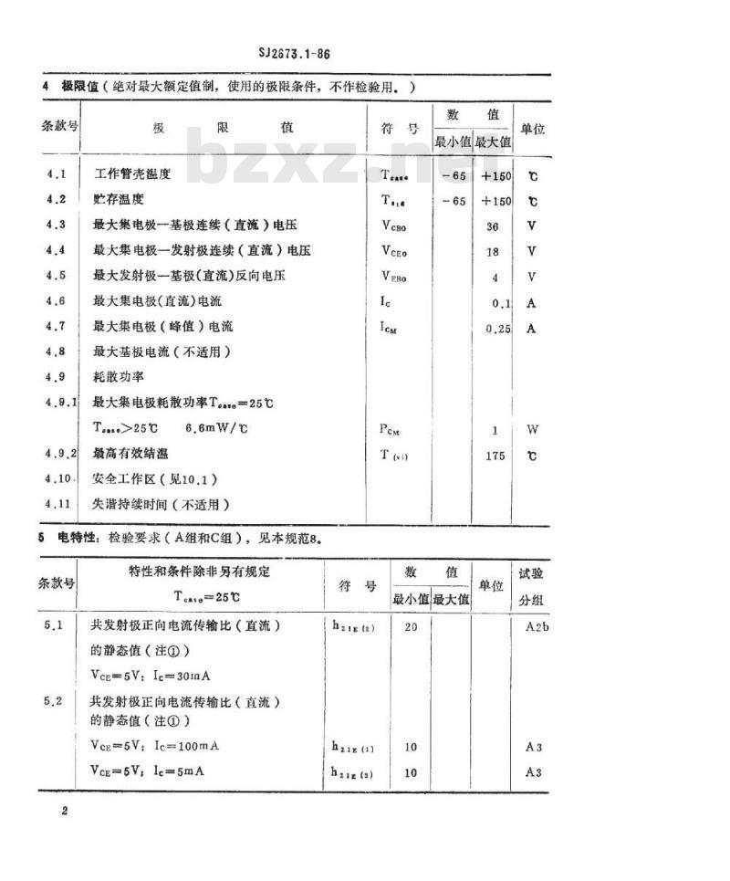 SJ 2673.1-1986 电子器件详细规范 ３ＤＡ３１１型４７０ＭＨｚ管壳额定的低电压双极型功率晶体管