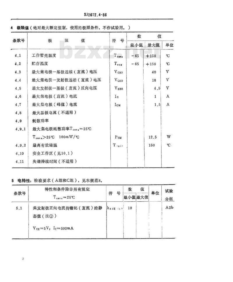SJ 2672.4-1986 电子器件详细规范 ３ＤＡ３０４型１７５ＭＨｚ管壳额定的低电压双极型功率晶体管
