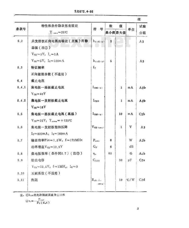 SJ 2672.4-1986 电子器件详细规范 ３ＤＡ３０４型１７５ＭＨｚ管壳额定的低电压双极型功率晶体管