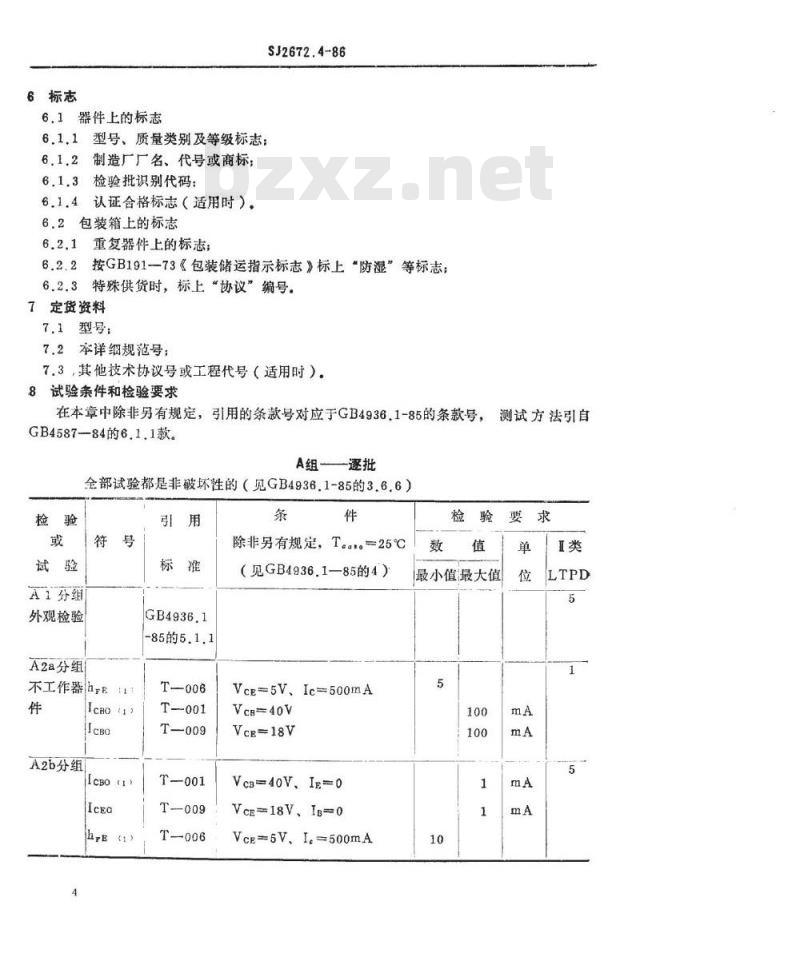 SJ 2672.4-1986 电子器件详细规范 ３ＤＡ３０４型１７５ＭＨｚ管壳额定的低电压双极型功率晶体管