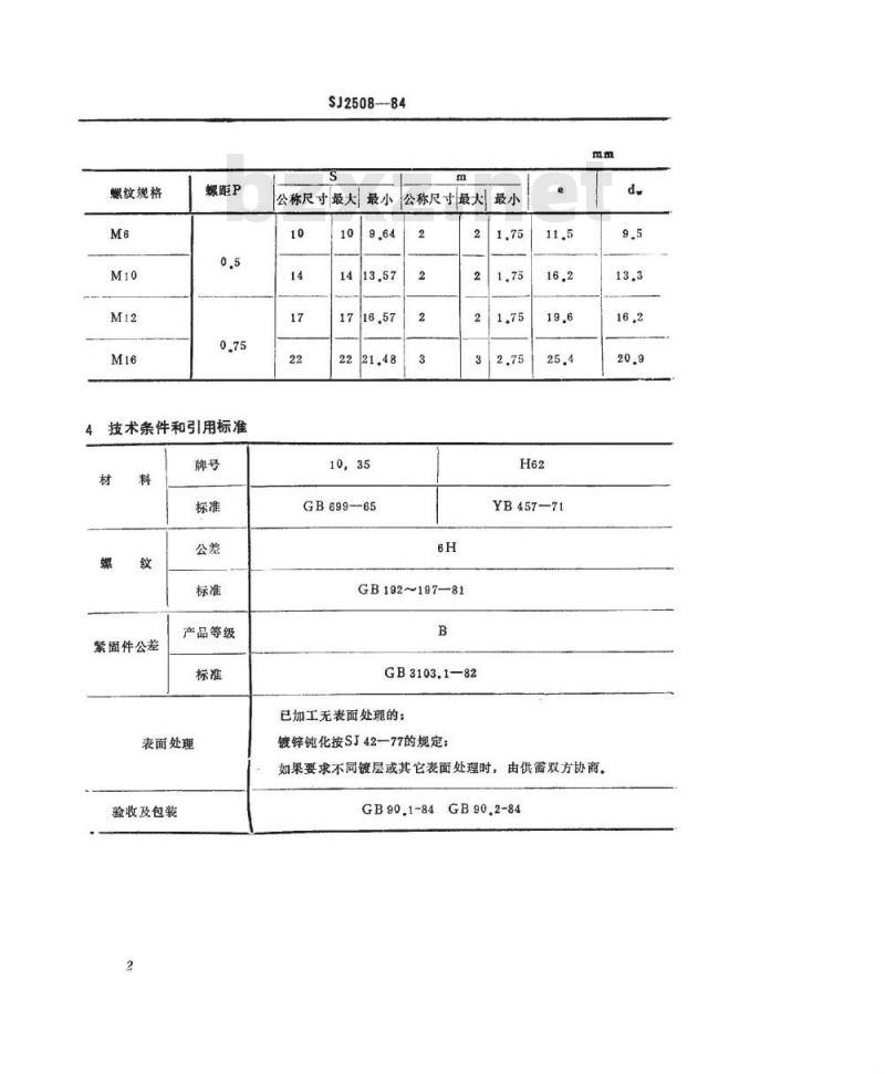 SJ 2508-1984 紧固件 光六角特扁细牙螺母