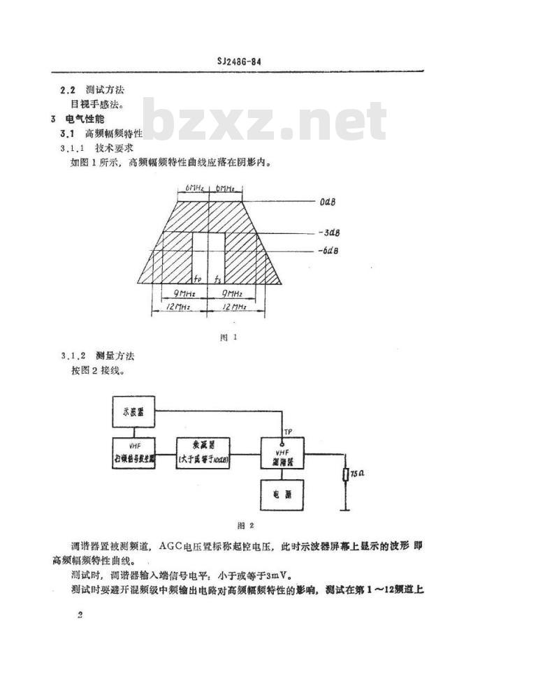 SJ 2486-1984 黑白电视广播接收机甚高频(ＶＨＦ)机械式调谐器技术要求及测量方法