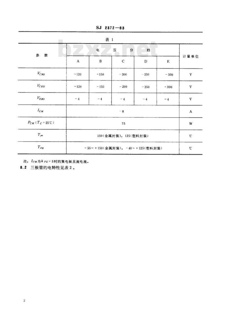 SJ 2372-1983 ３ＣＤ２５９、３ＣＤ２６０型ＰＮＰ硅高压低频大功率三极管