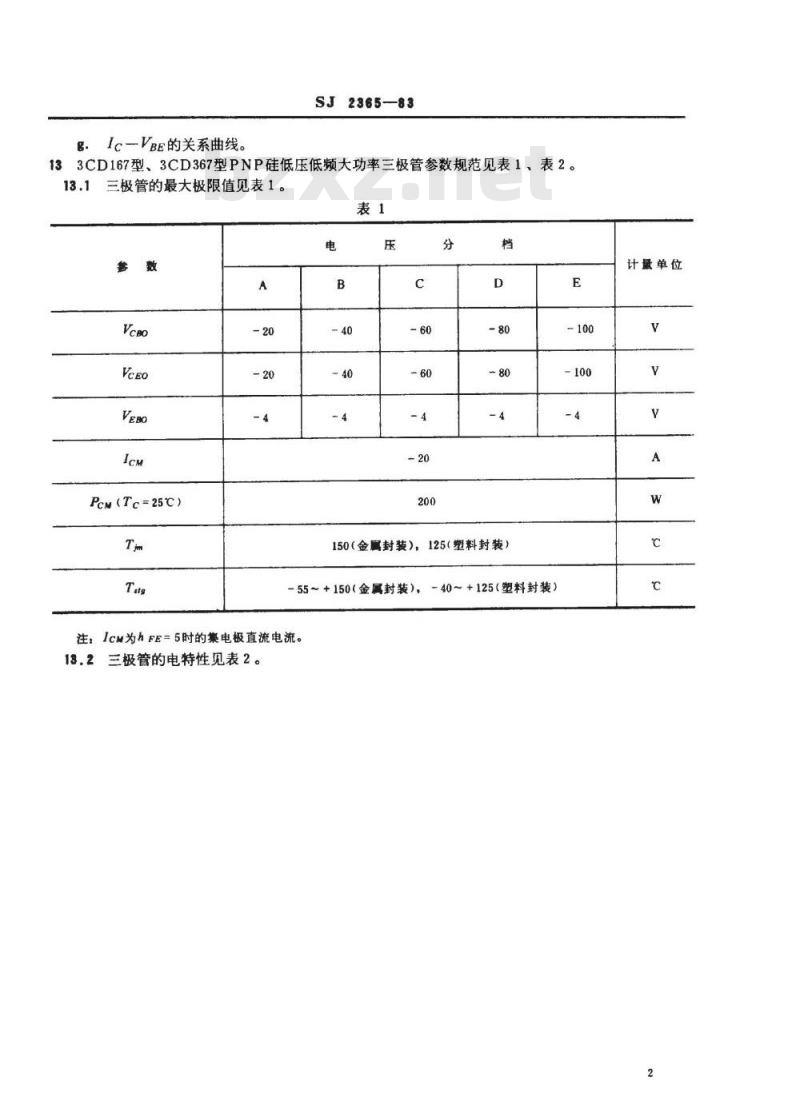 SJ 2365-1983 ３ＣＤ１６７、３ＣＤ３６７型ＰＮＰ硅低压低频大功率三极管