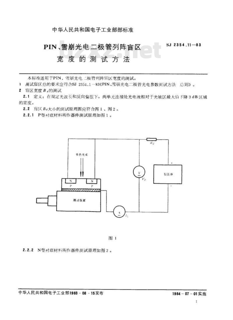 SJ 2354.11-1983 ＰＩＮ、雪崩光电二极管列阵音区宽度的测试方法