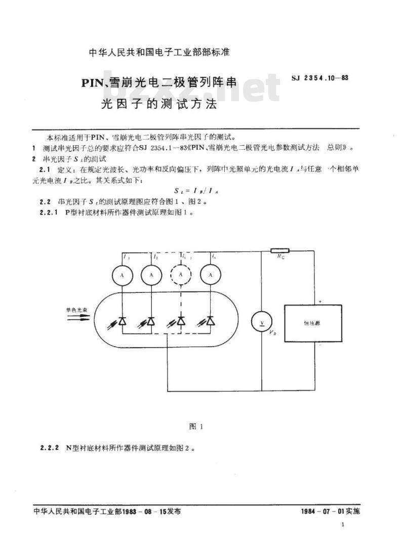 SJ 2354.10-1983 ＰＩＮ、雪崩光电二极管列阵串光因子的测试方法