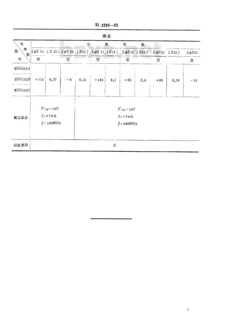 SJ 2290-1983 ３ＤＧ１５２型ＮＰＮ硅外延平面超高频低噪声小功率三极管