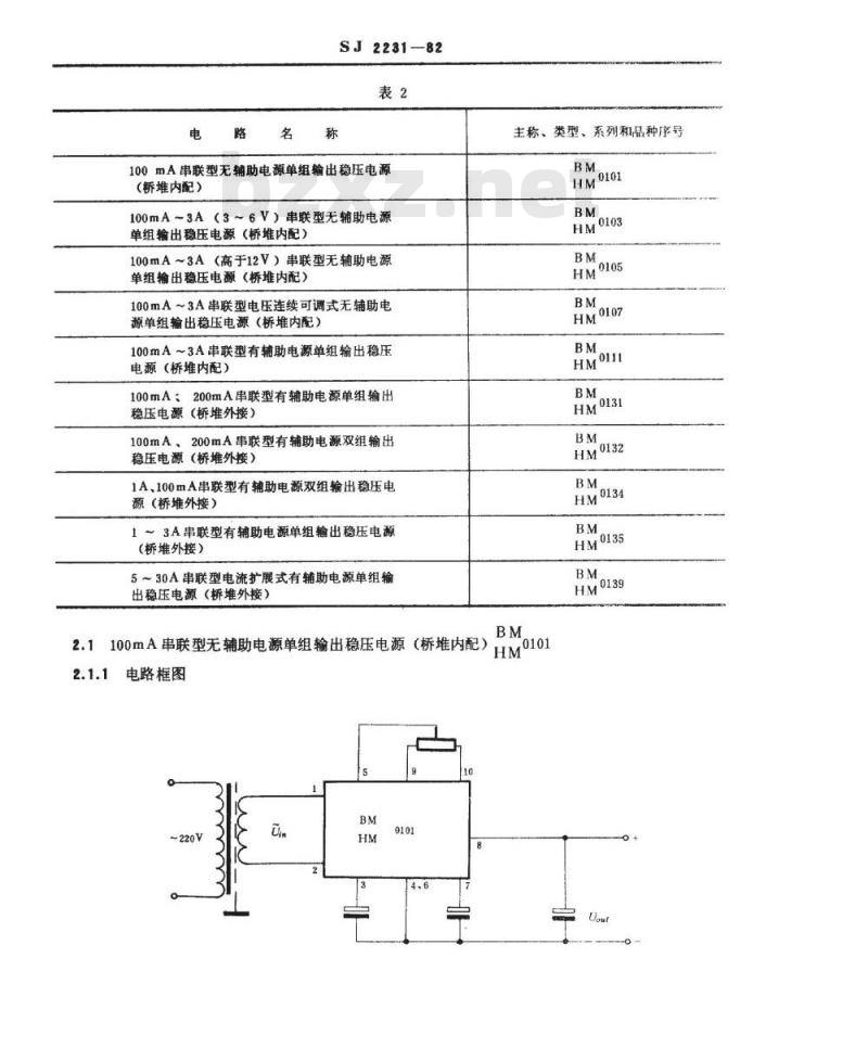SJ 2231-1982 厚膜、薄膜集成电路直流稳压电源系列和品种