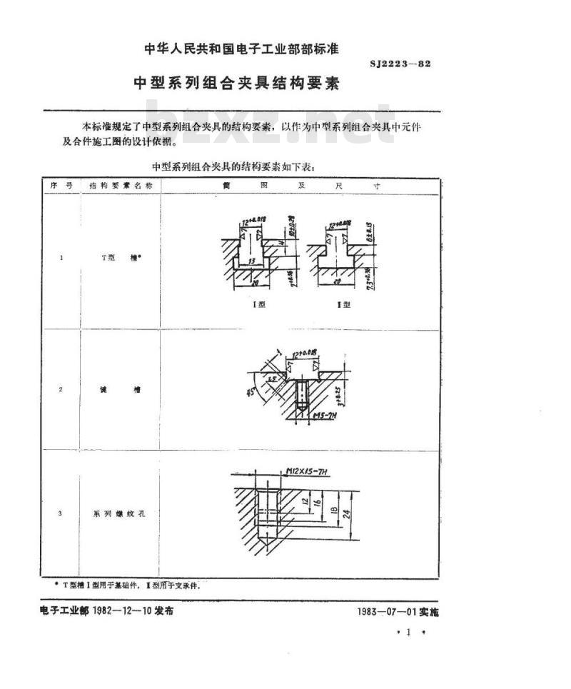 SJ 2223-1982 中型系列组合夹具结构要素