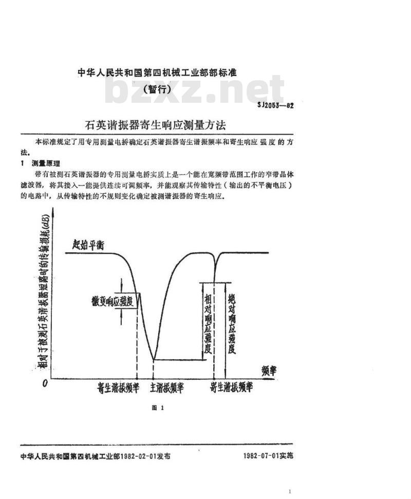 SJ 2053-1982 石英谐振器寄生响应测量方法