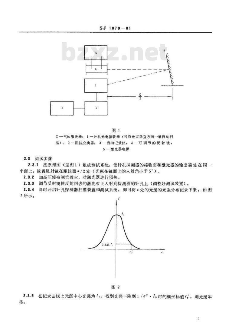 SJ 1879-1981 气体激光器发散角的测试方法