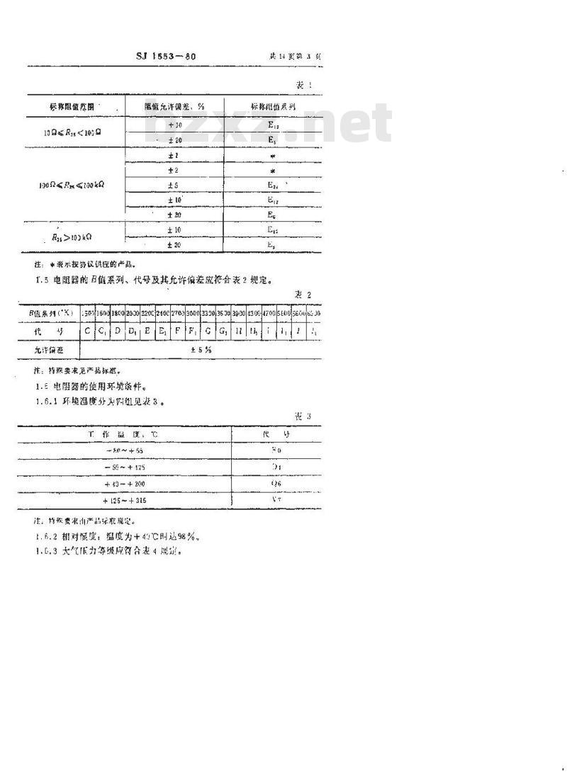 SJ 1553-1980 测温型负温度系数热敏电阻器总技术条件
