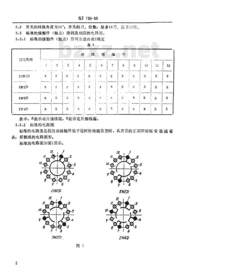 SJ 739-1986 中心安装的ＫＸ０４形旋转片式开关(低电负荷) 最多１２位、最大直径３０毫米