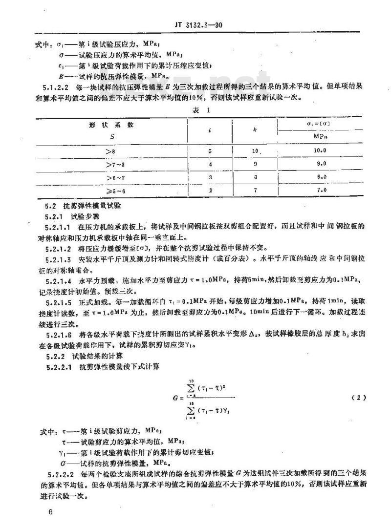 JT 3132.3-1990 公路桥梁板式橡胶支座成品力学性能检验规则