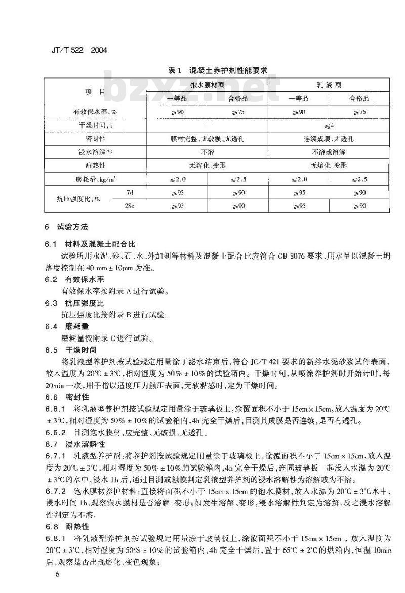 JT/T 522-2004 公路工程混凝土养护剂
