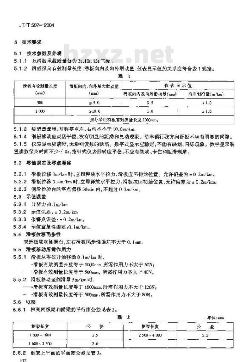 JT/T 507-2004 汽车侧滑检验台