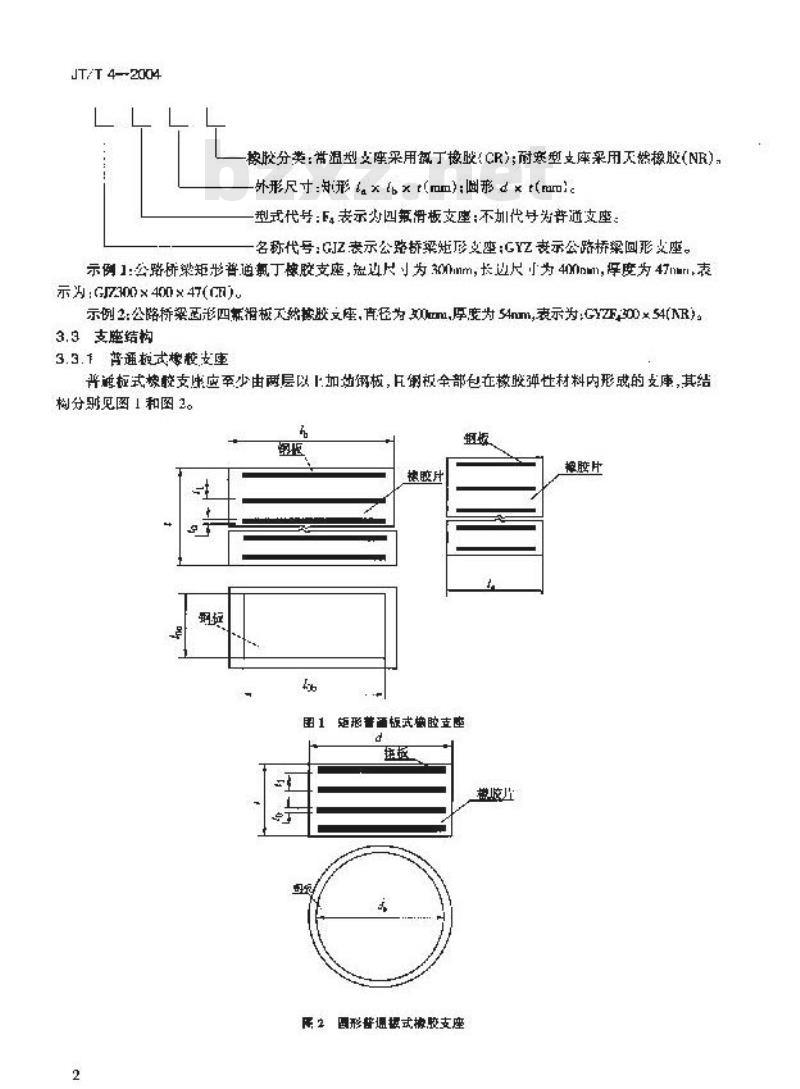 JT/T 4-2004 公路桥梁板式橡胶支座
