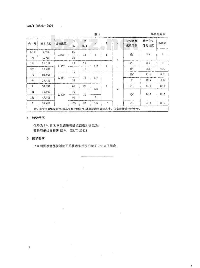 GB/T 20328-2006 R系列圆锥管螺纹圆板牙