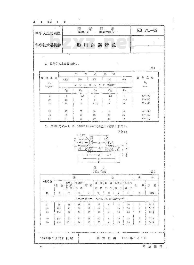 GB 571-1965 船用铸钢法兰