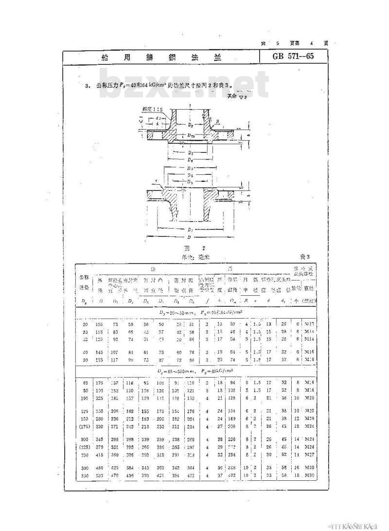 GB 571-1965 船用铸钢法兰