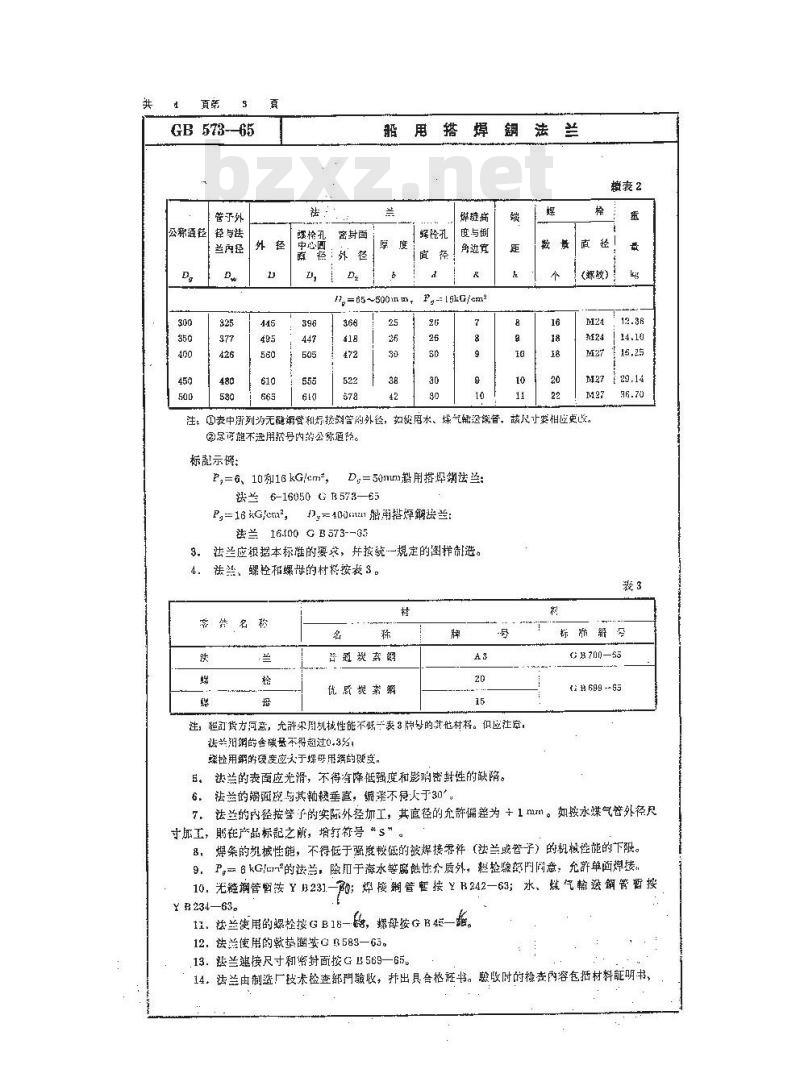 GB 573-1965 船用搭焊钢法兰