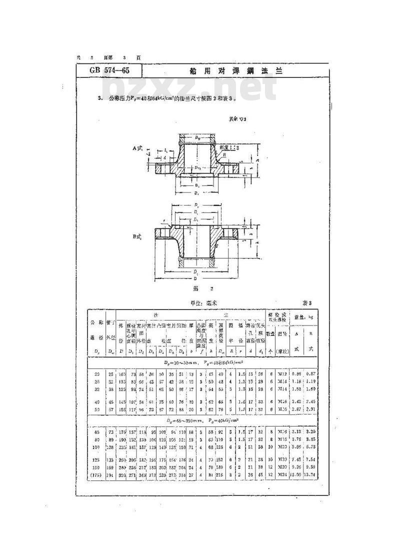GB 574-1965 船用对焊钢法兰