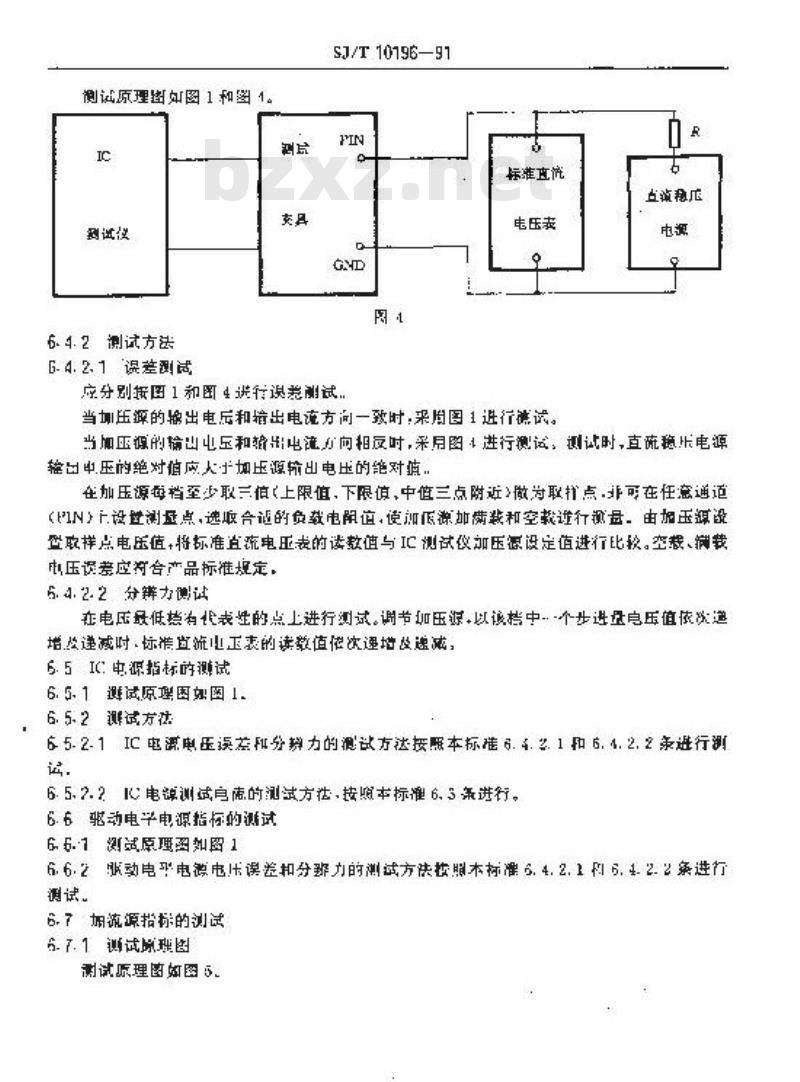 SJ/T 10196-1991 中、小规模数字集成电路静态参数测试仪测试方法
