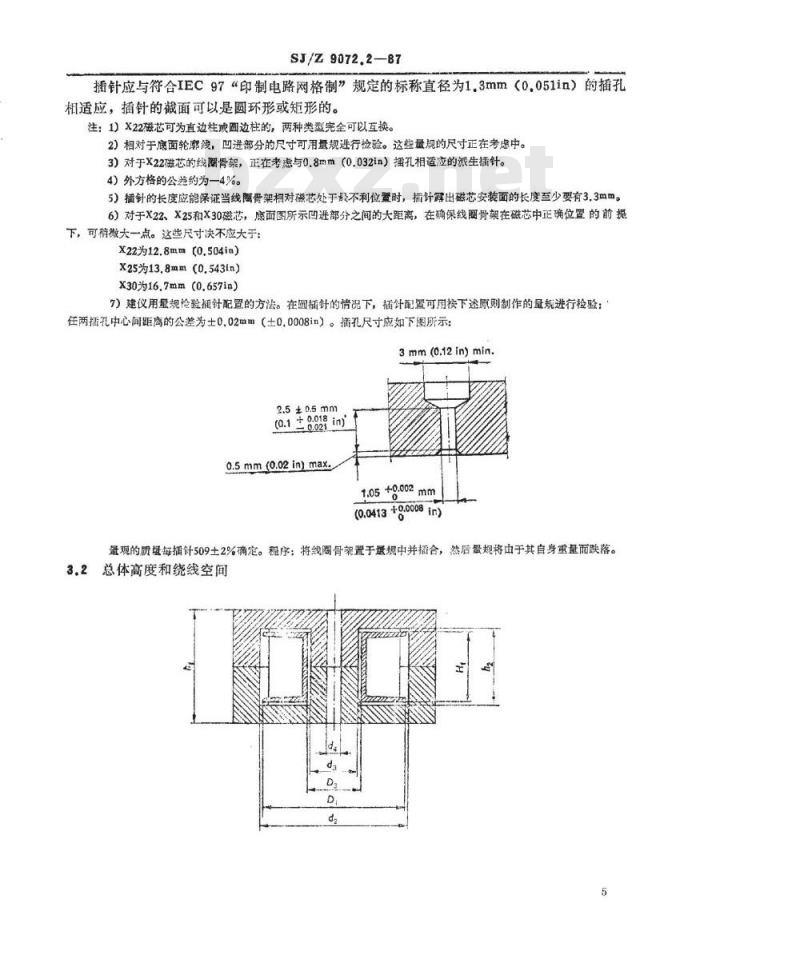 SJ/Z 9072.2-1987 磁性氧化物制成的交叉形磁芯(Ｘ－磁芯)及其附件的尺寸