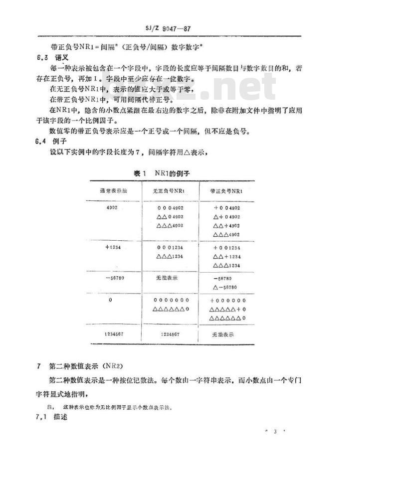 SJ/Z 9047-1987 信息处理－信息交换用以字符串形式表示数值的方法