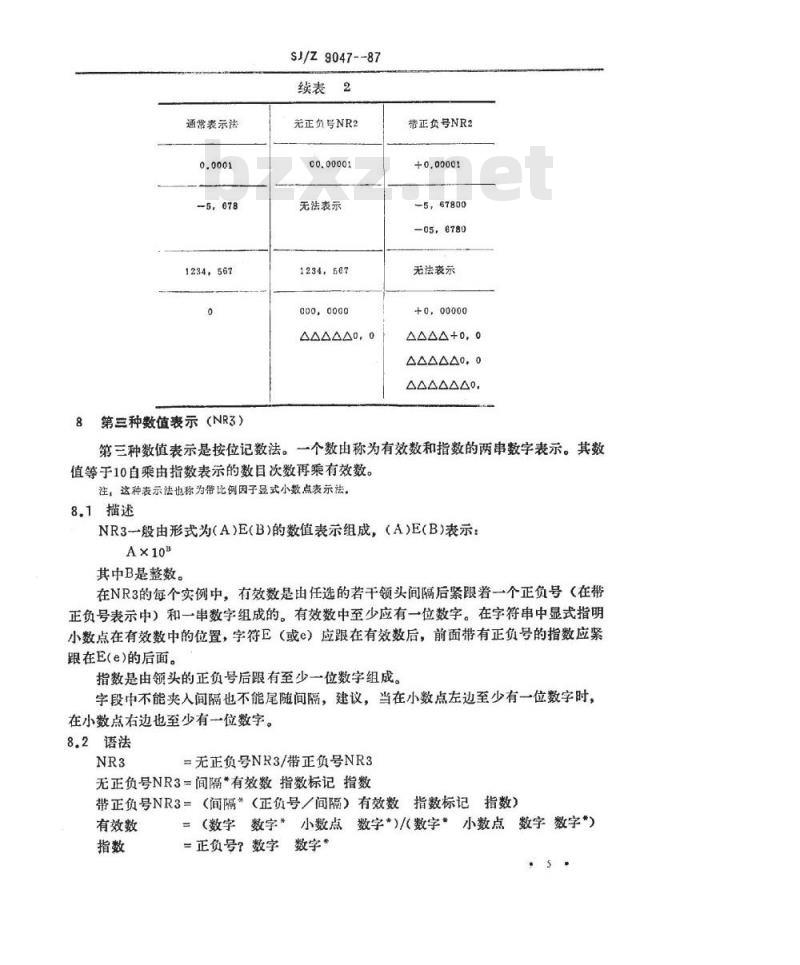 SJ/Z 9047-1987 信息处理－信息交换用以字符串形式表示数值的方法