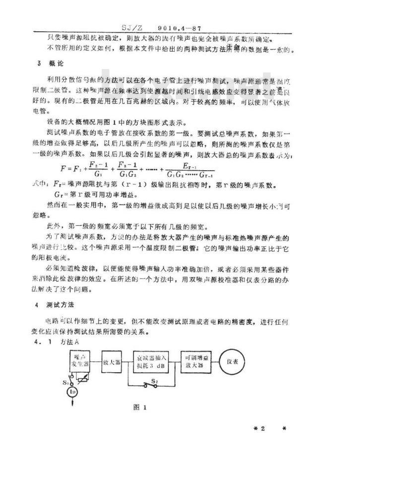 SJ/Z 9010.4-1987 电子管电性能的测试 第４部分：噪声系数的测试方法