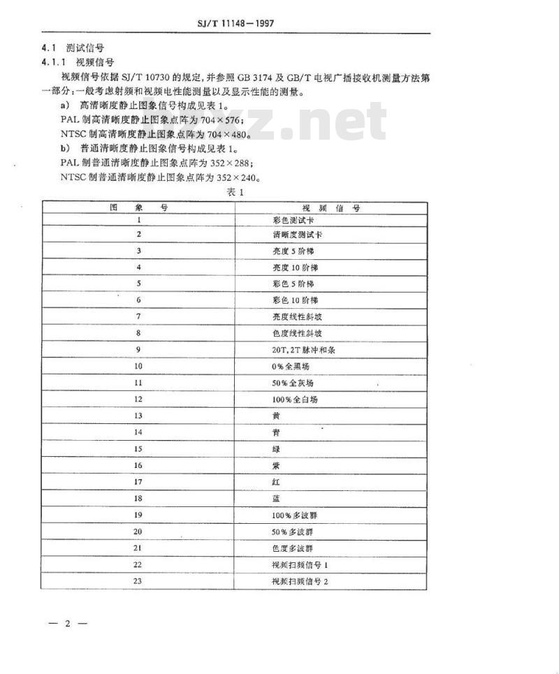 SJ/T 11148-1997 ＶＣＤ视盘机测试盘
