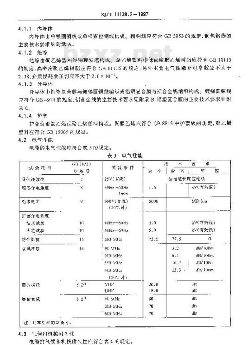SJ/T 11138.2-1997 ＳＹＷＶ－７５－７、ＳＹＷＹ－７５－７型电缆分配系统用物理发泡聚乙烯绝缘同轴电缆