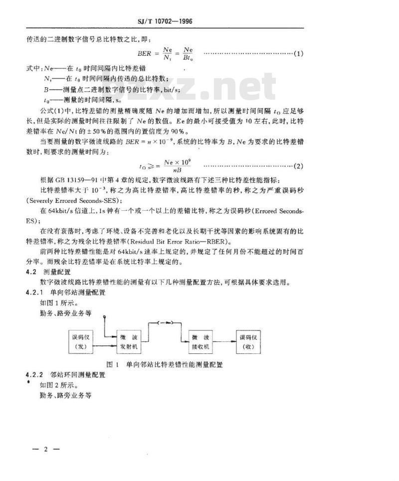 SJ/T 10702-1996 数字微波接力线路测量方法