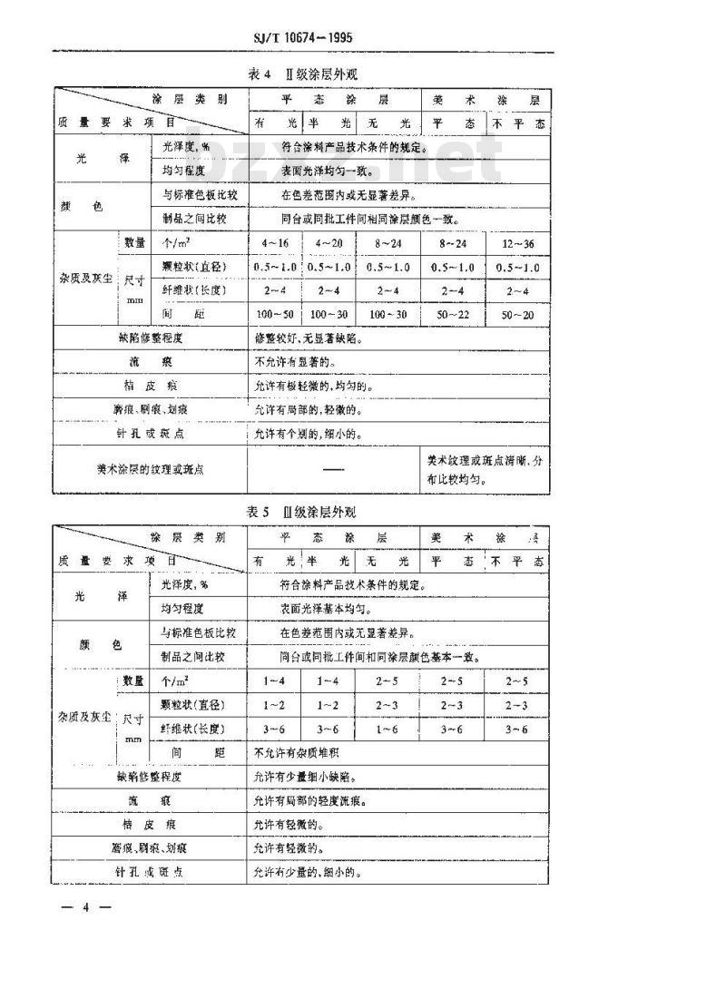 SJ/T 10674-1995 涂料涂覆通用技术条件