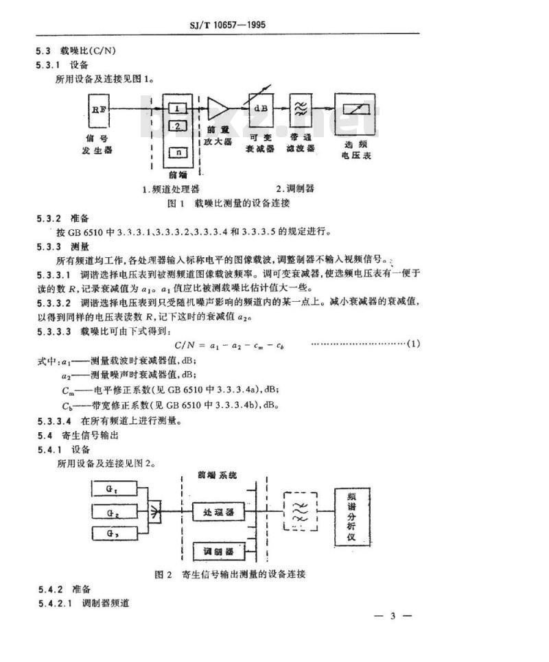 SJ/T 10657-1995 电视和声音信号的电缆分配系统 前端设备测量方法